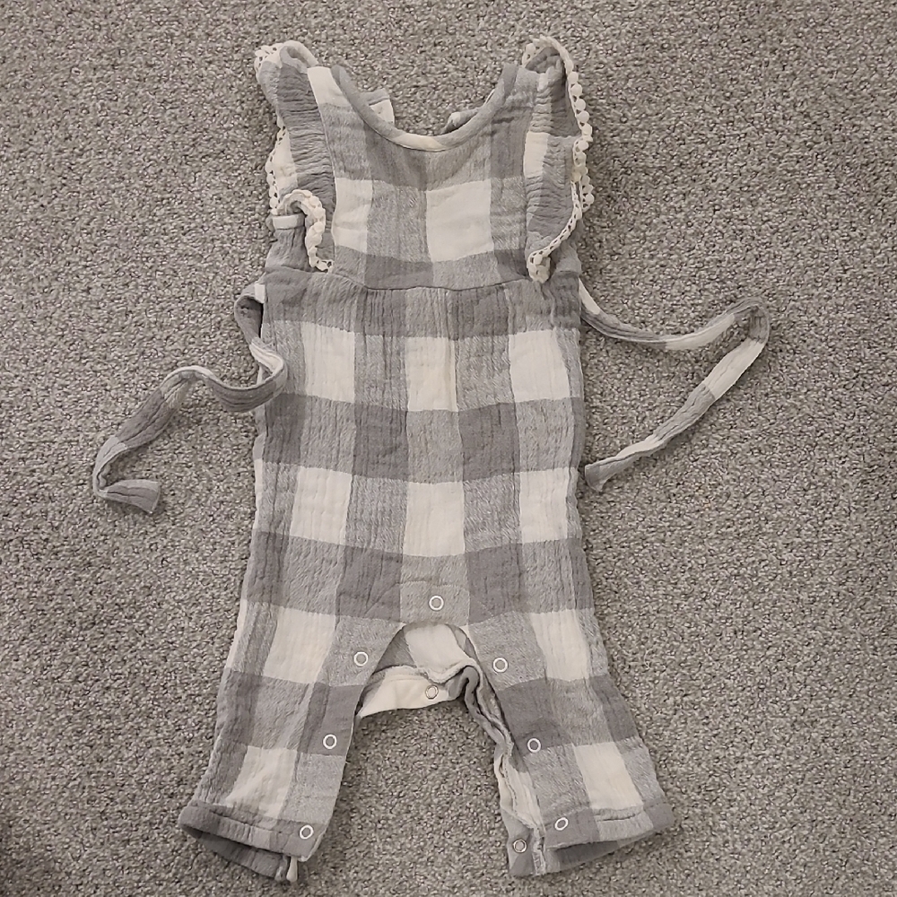 3-6M City Mouse Plaid Baby Romper